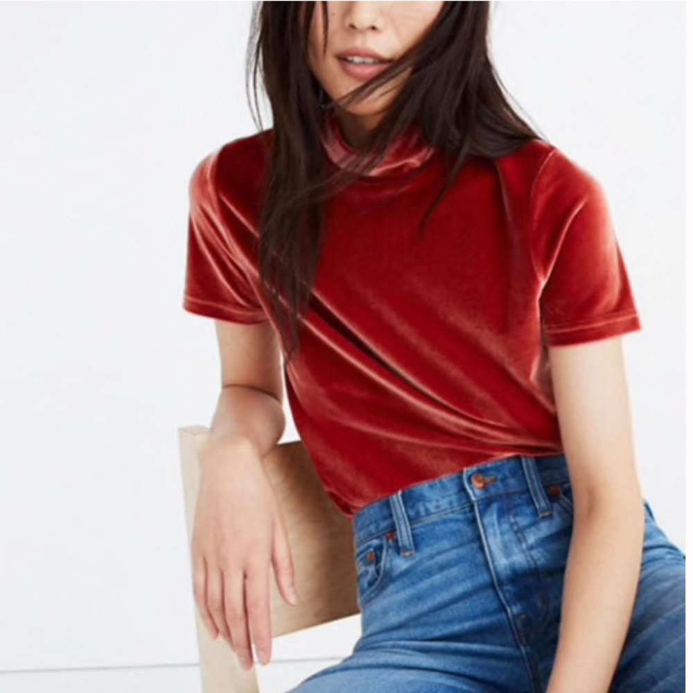 Madewell NWOT Velvet Mockneck Tee